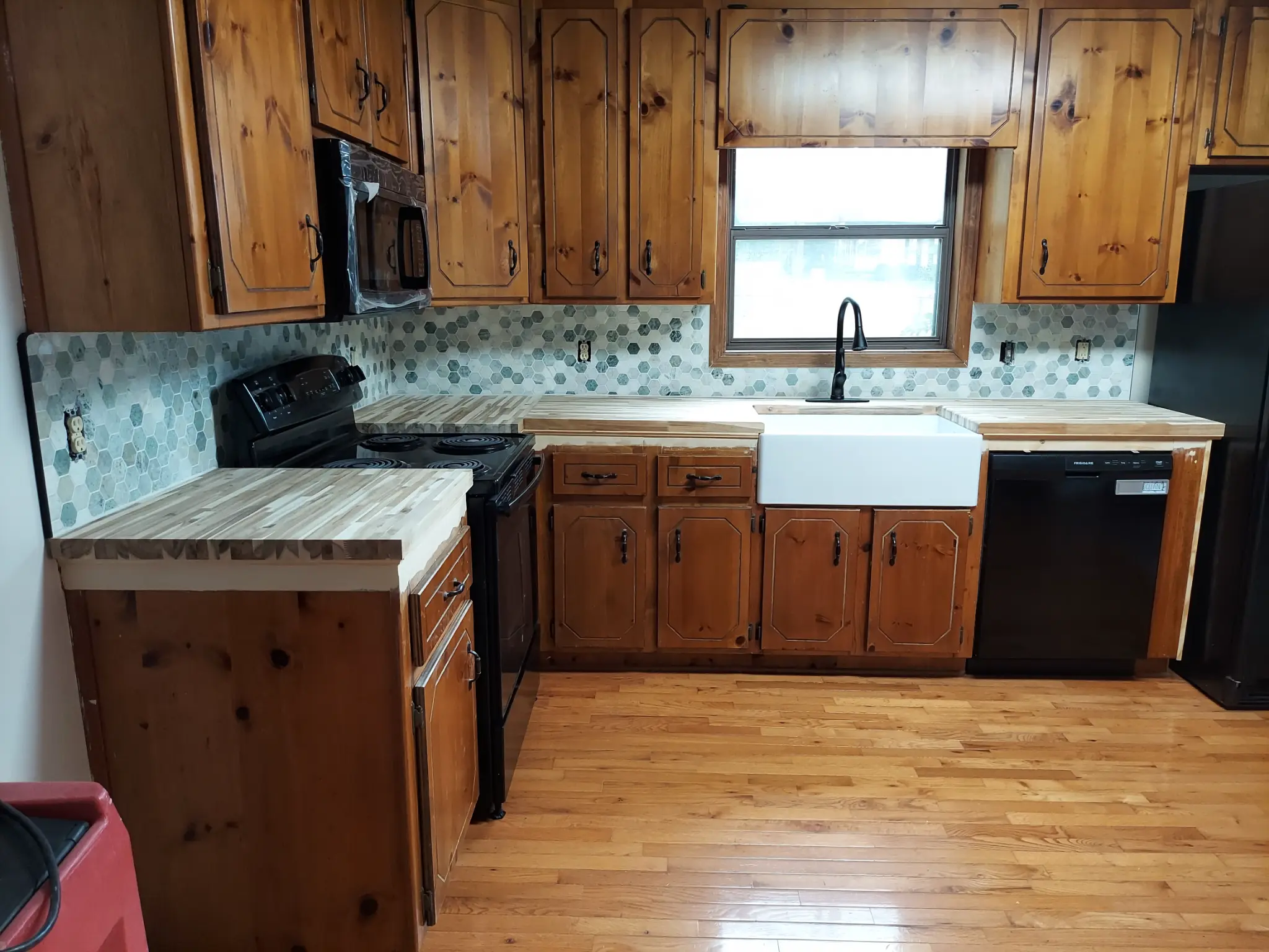 Teal Hex Glass Backsplash
