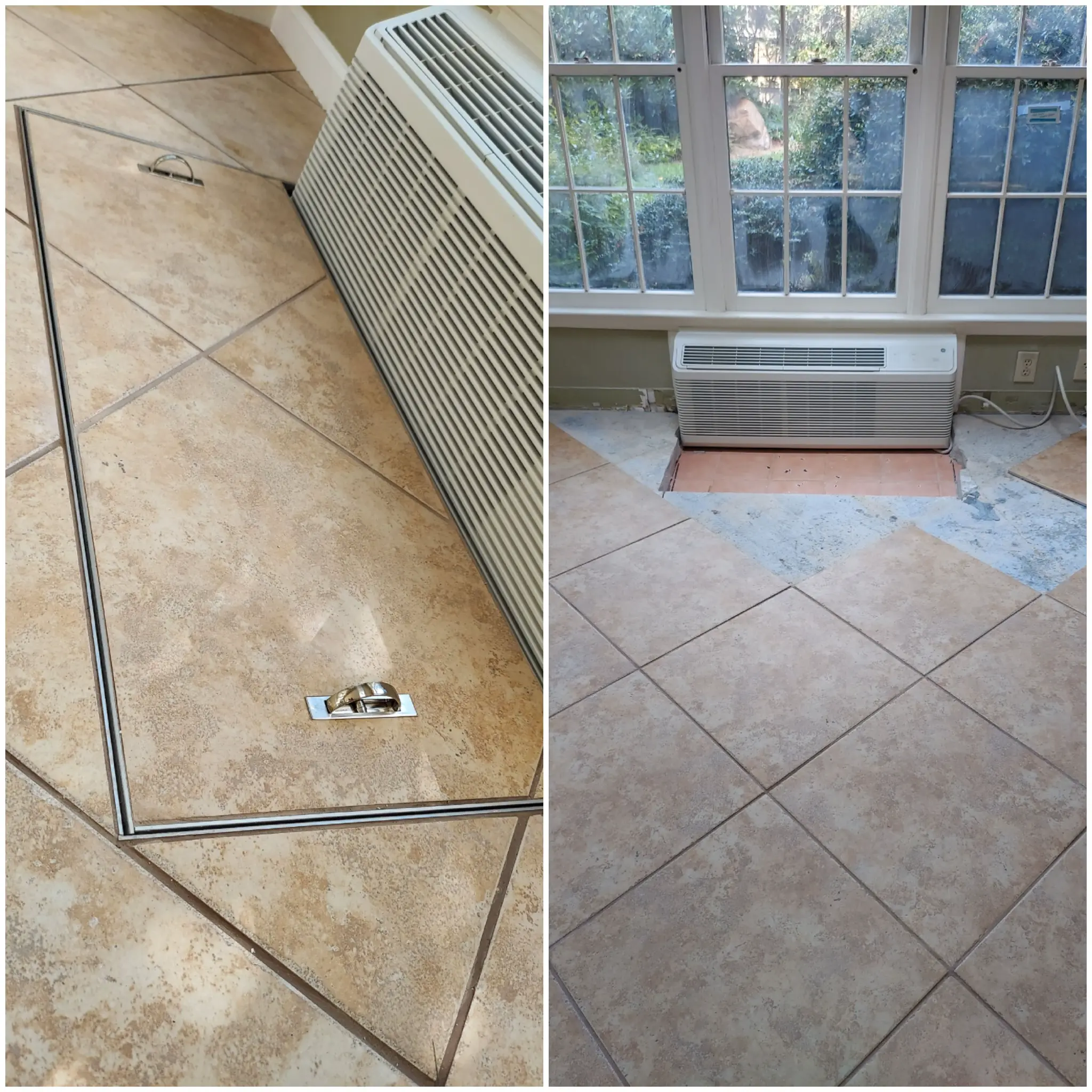 Sunroom Custom Tile Access Panel — Before & After